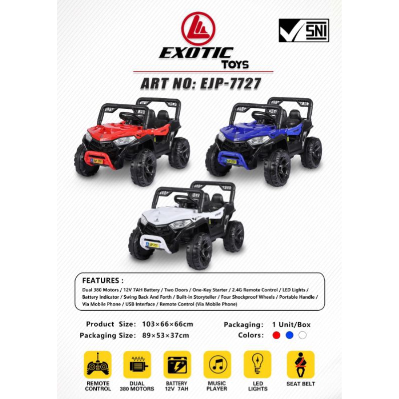 Mobil Aki EXOTIC JEEP EJP 7727 LITE Mainan Anak Mobil Remot