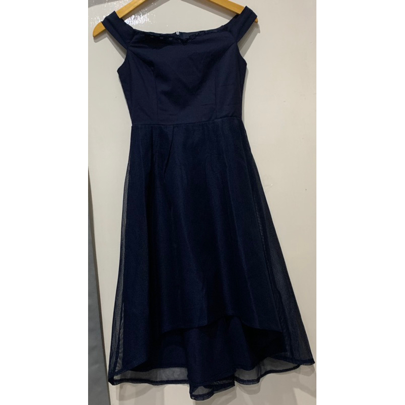 Dress party biru navy merk NYLA Basic ukuran S preloved