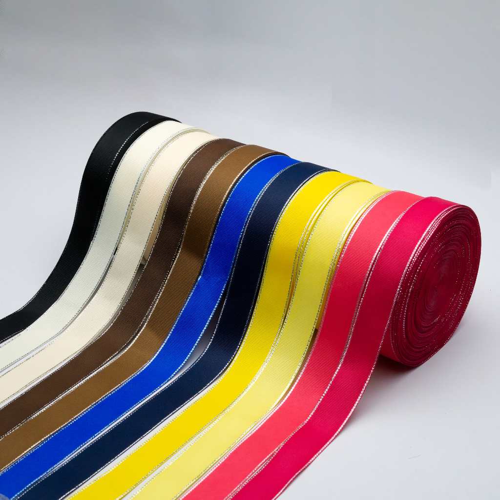1 Yard - Pita List Silver | Pita Hampers/ Kado/ Sovenir | Grosgrain & Double Satin | 2.5cm 3.8cm