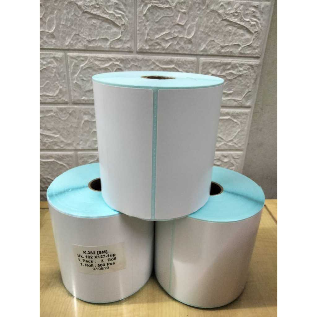 KERTAS STIKER LABEL BARCODE 102X127 ISI 500 BARCODE SEMICOAT RESI JNE