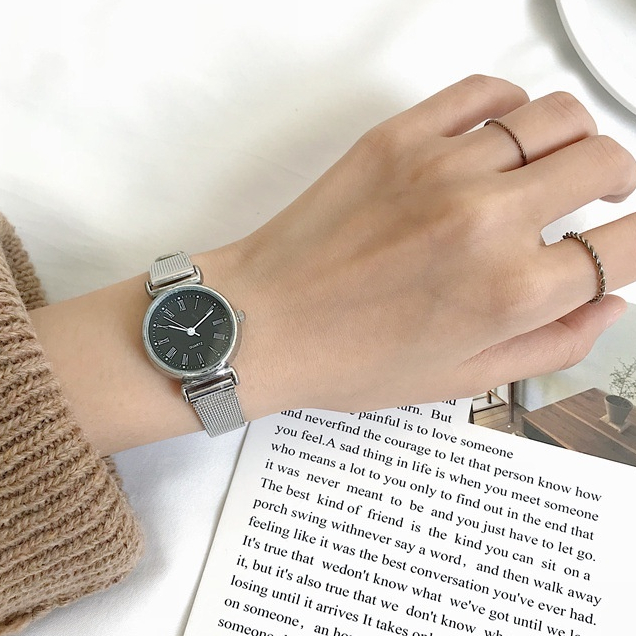 Little Mall Jam Tangan Wanita Analog Rantai Tali Stainless Steel Jam Tangan Wanita Korean Style