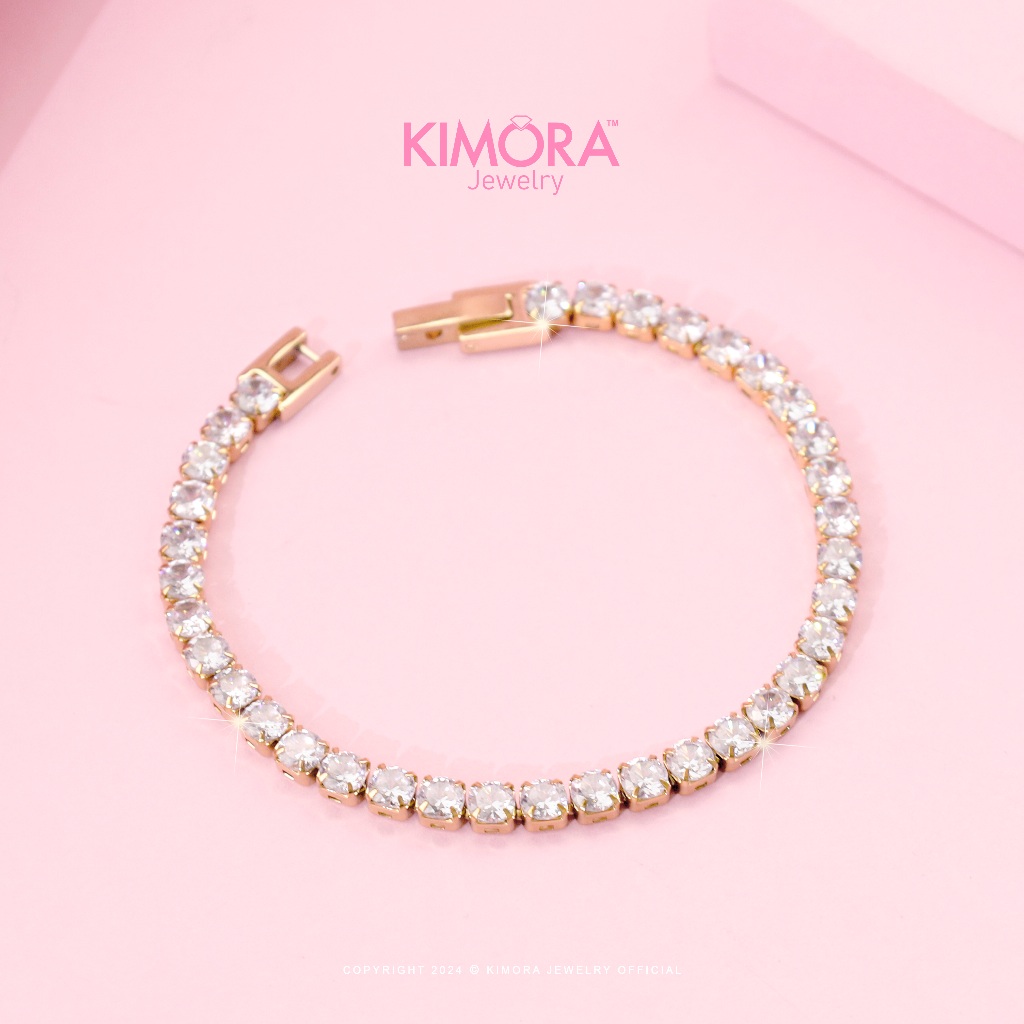 Kimora - Gelang Titanium Wanita Tennis Gold Plated 18k Gtt302