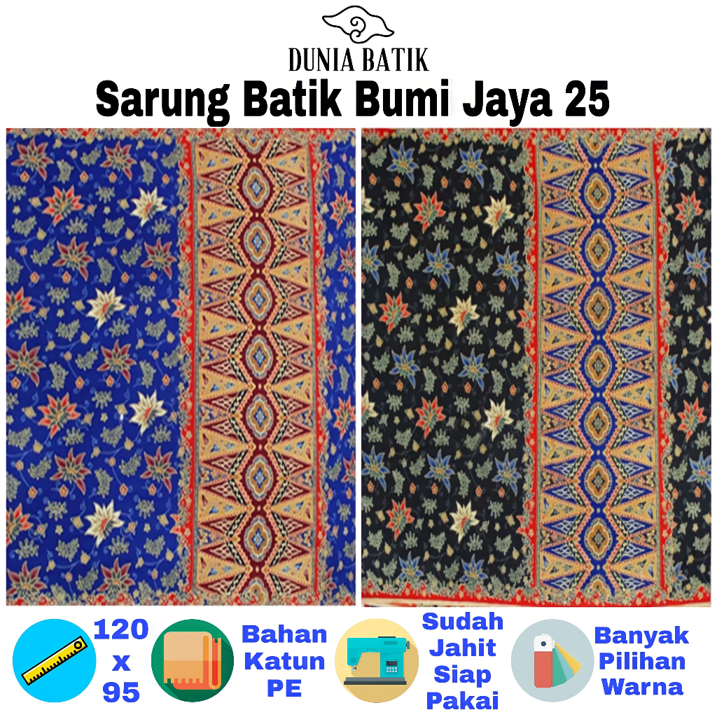 Sarung Batik Bumi Jaya 25 Halus Warna Dasar Cerah Ukuran Dewasa Kain Murah Bawahan Jarik Tradisional