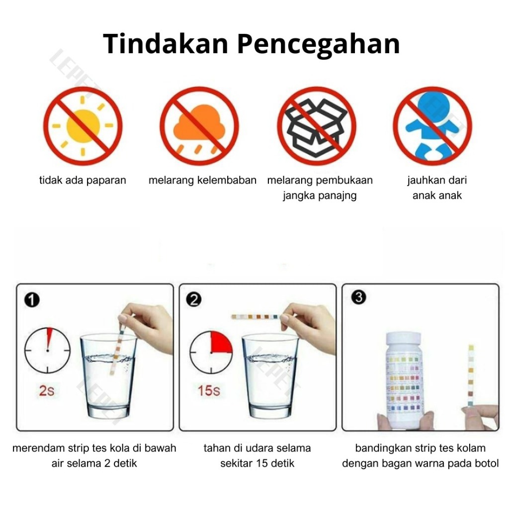 LEPET Pool SPA 7 in 1 Test Strips Total Chlorine No Chlorine Total Alkalinity Acid PH Litmus Paper