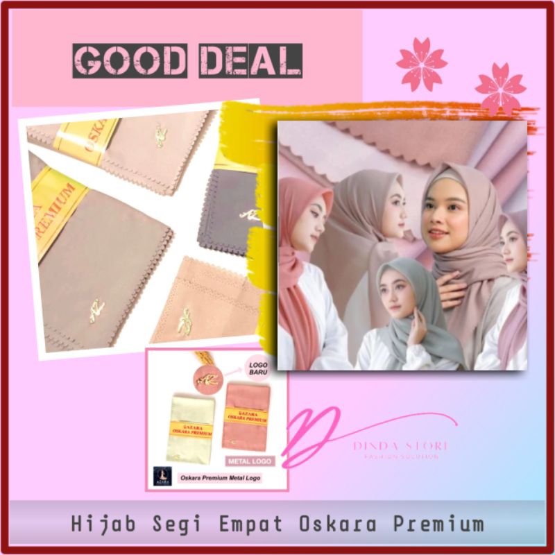 Jilbab Hijab Kerudung Fashion Muslim Wanita Voal Motif Polos Segiempat Banjarmasin Azara Metal Logo 