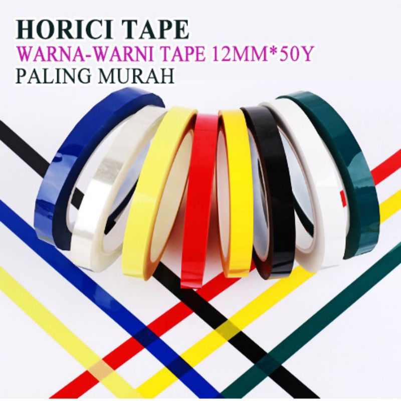 

Horici tape 12 mm 50 yard warna warni