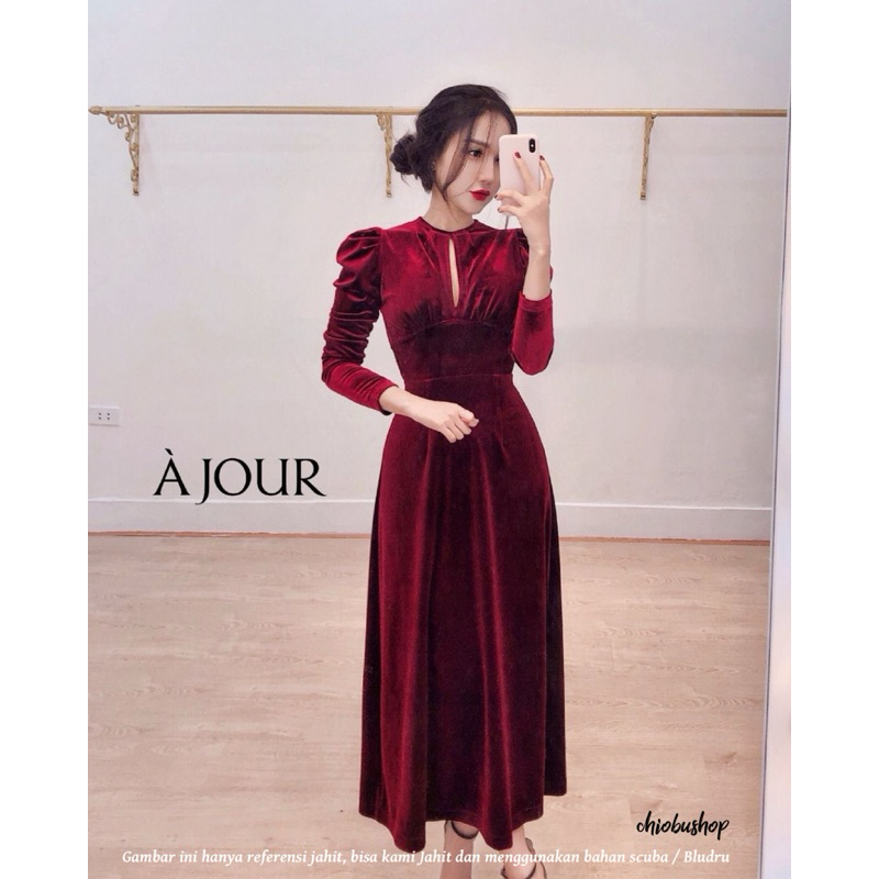 Chiobushop - Enchant Couture Long Dress Bludru Scuba Party Bridesmaid Kondangan Pesta | Korean style