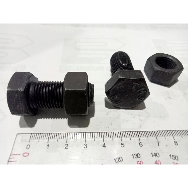 Baut Baja M16 x 35 HALUS Kunci 24 / Baja 8.8 M16x35 Pitch 1.5