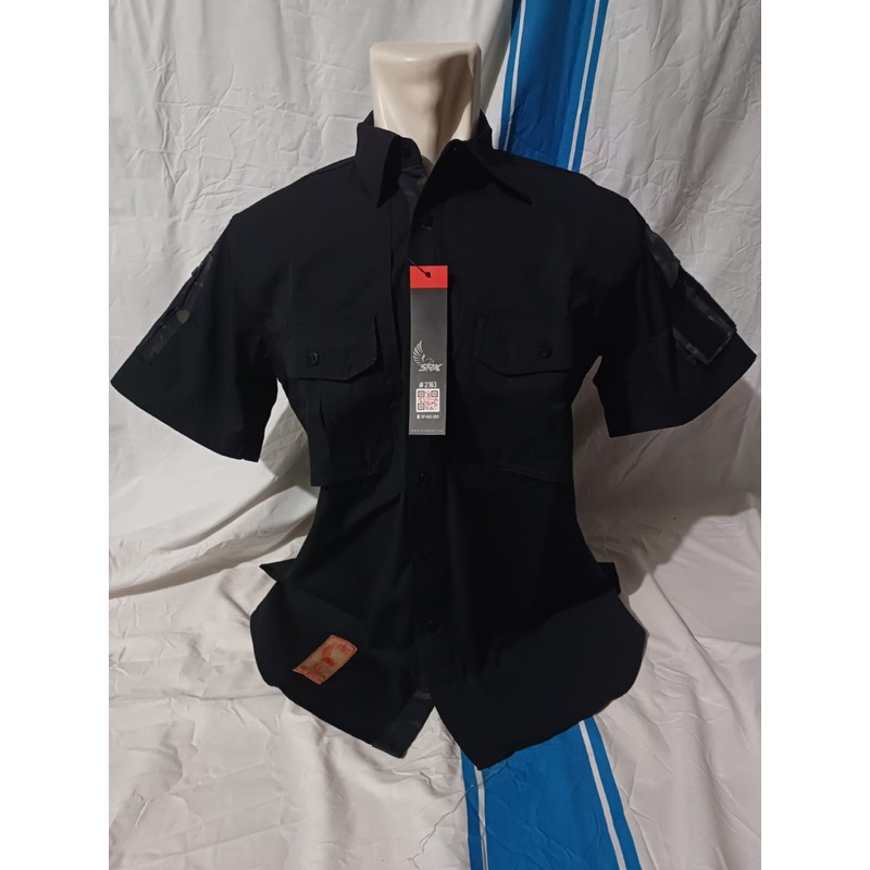 Kemeja PDL Taktikal Hitam Army Motif Camo Multicam Hitam PT SRITEX
