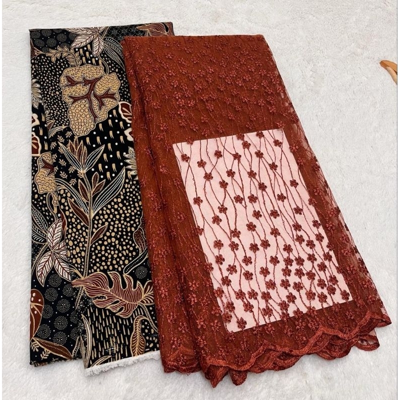 Set/Paket Kain Bridesmaid Tile Bordir & Batik, Set tile akar & batik