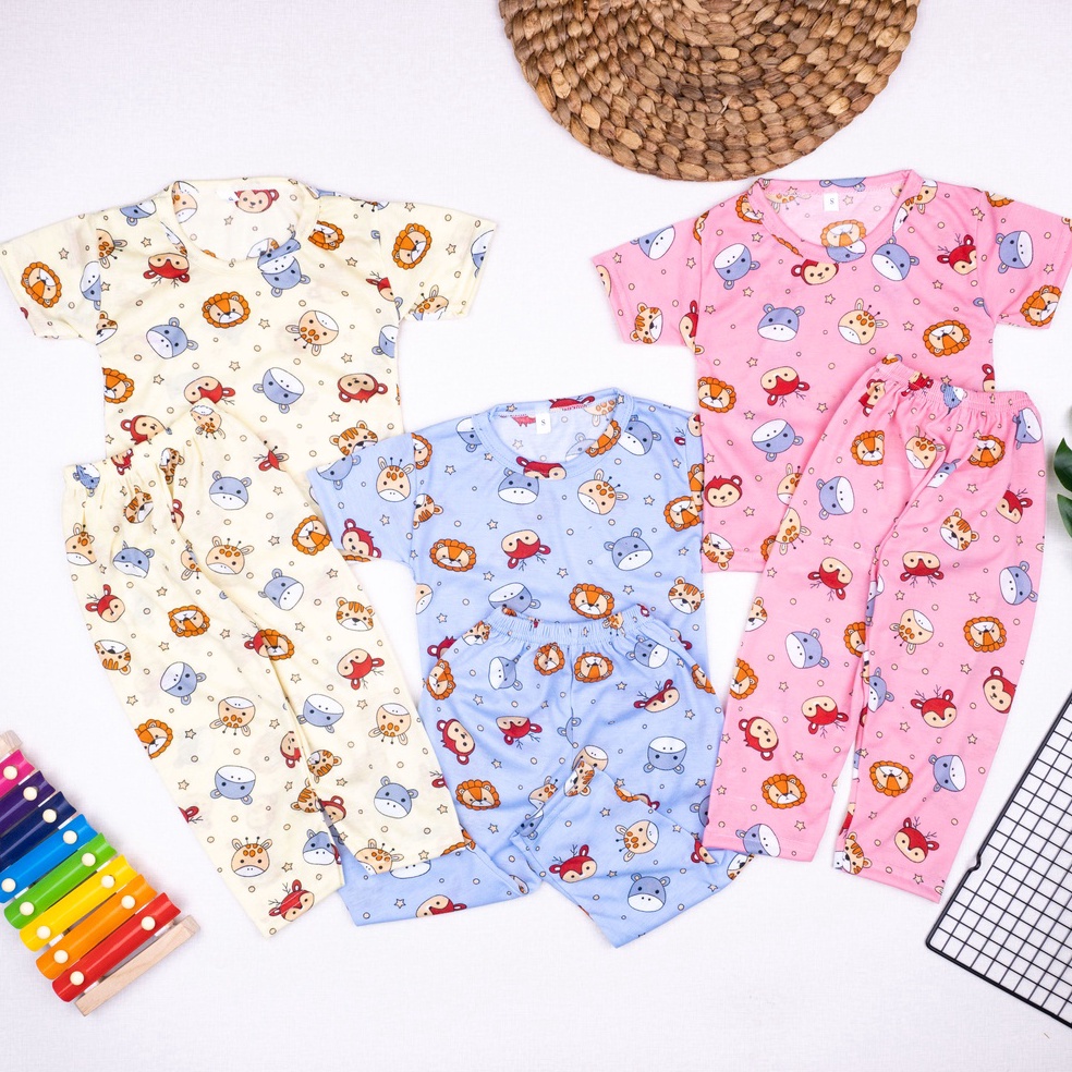 Harga TerbaikTrx1s6Rg IL  NEW ARIVALSETELAN ANAK UNISEX ZOO ANIMAL  SET BAJU PENDEK  PANJANG  KAOS A