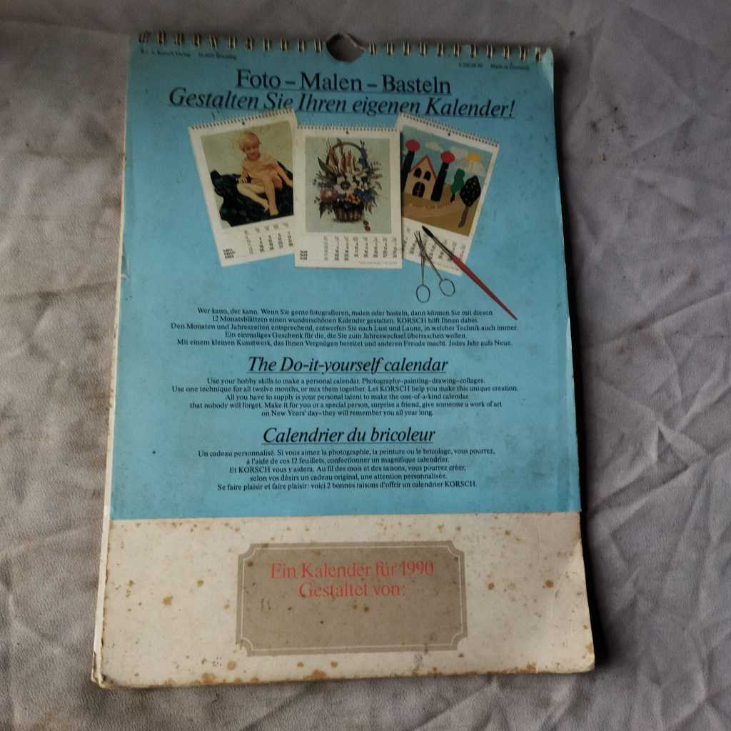 

Pajangan Vintage Kalender 1990 made in Germany