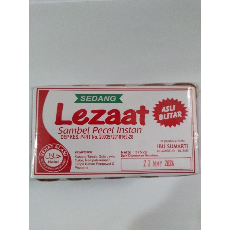 

Sambal Pecel asli Blitar bu Sumarti, lezaat, kemasan 375gr. Rasa Sedang