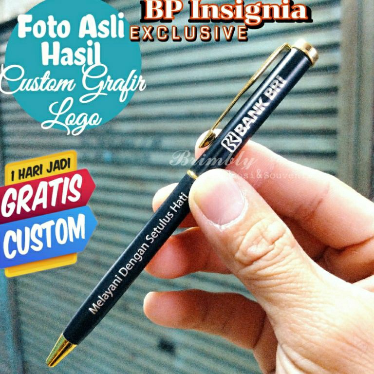 

ORIGINAL BRIMBLY CUSTOM Pen Metal Exclusif Slim Grafir Nama Logo Pen BP Insignia Exclusive Elegant custom pulpen Insignia custom kulit custom cardholder custom keychain custom grafir nama laser grafir jasa laser marking