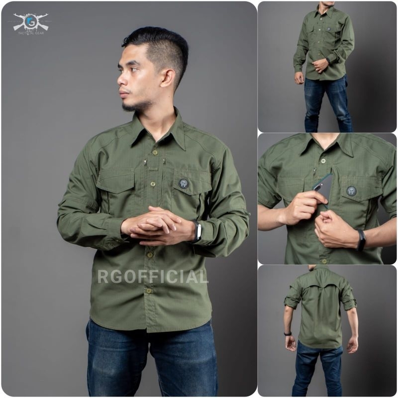 Kemeja tactical M-TAC Original lengan panjang - Kemeja lapangan - Outdoor - kantor - Casual - pdl - 