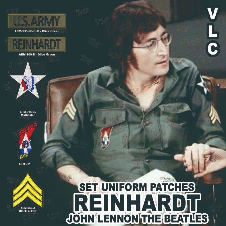 Emblem velcro REINHARDT John Lennon set komplit jaket wajib militer The Beatles us army