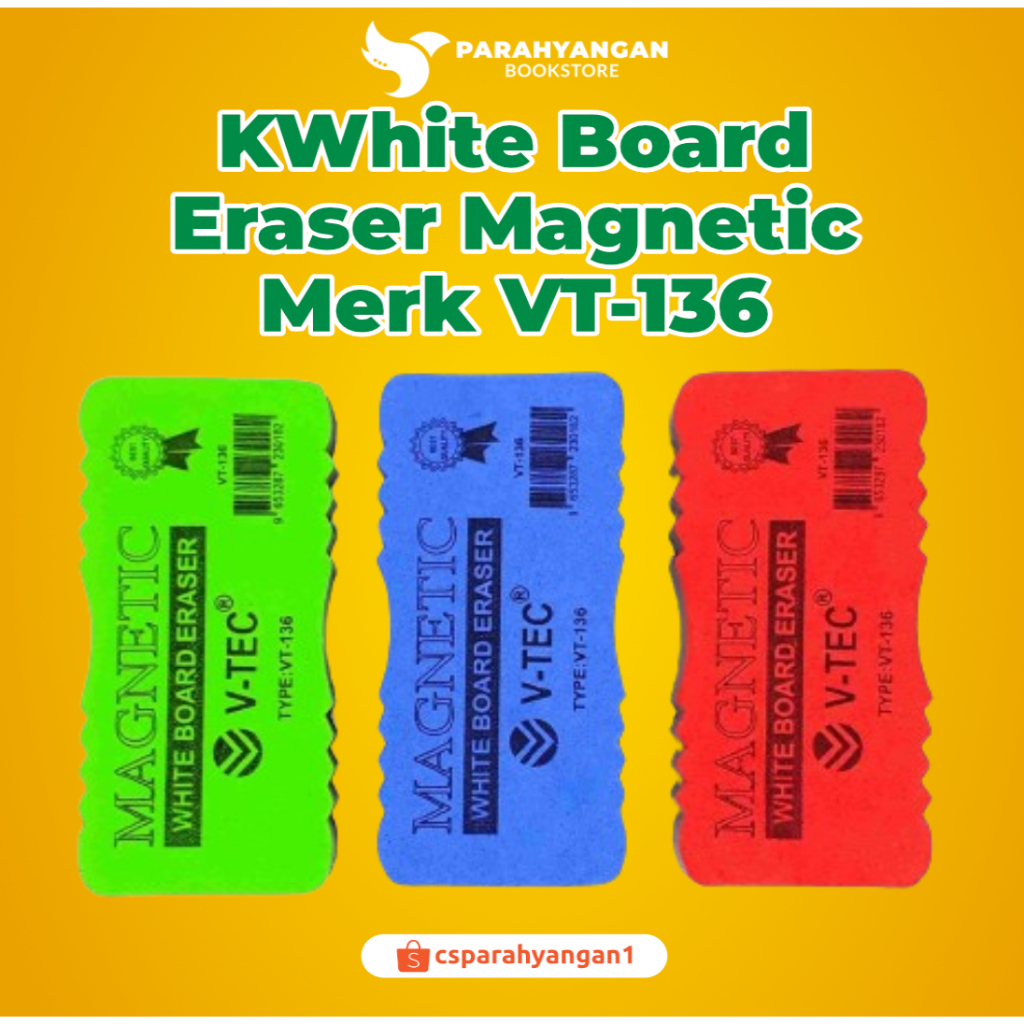 

White Board Eraser Magnetic Merk V-TEC VT-136 - Penghapus WB Bisa Menempel di WB Bermagnet