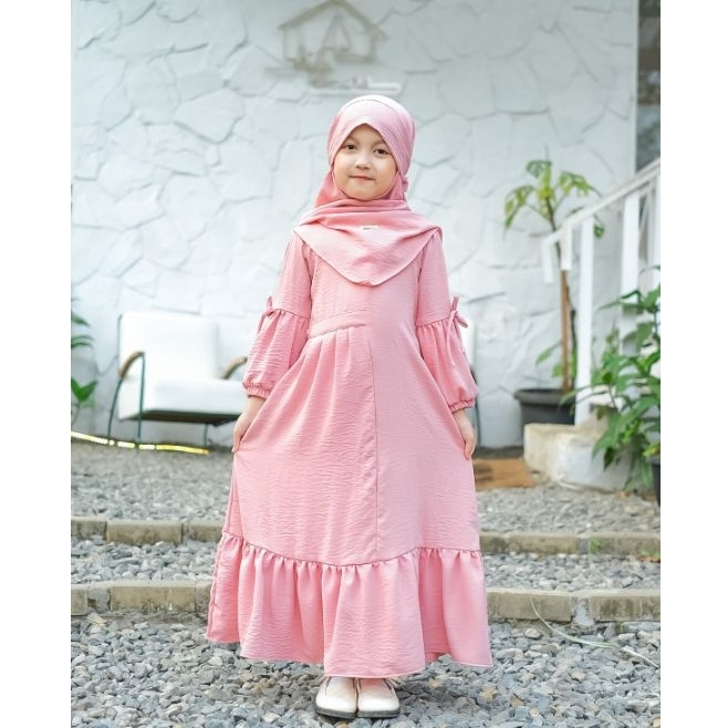 Gamis Anak Perempuan/Khimar Anak Perempuan/Khimar Crinkle Airflow/Baju Gamis Anak Perempuan/Gamis An