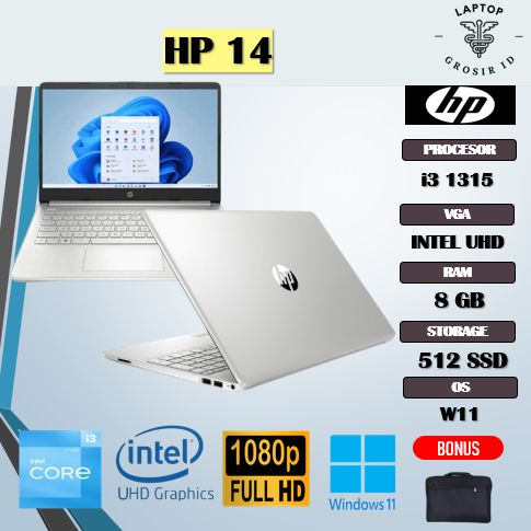 LAPTOP HP 14 i3 1315 RAM 8GB 512SSD 14.0FHD