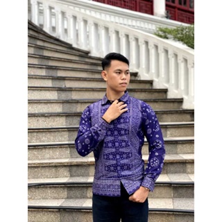 Datia Songket - Kemeja Batik Pria Jumputan & Songket Palembang - Baju Kondangan Pria Mewah Lengan Pa