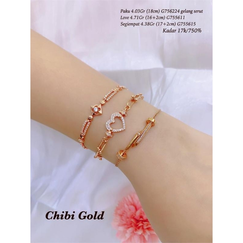 CHIBIGOLD - gelang tangan emas 750 kadar 17k G756224 - chibigold
