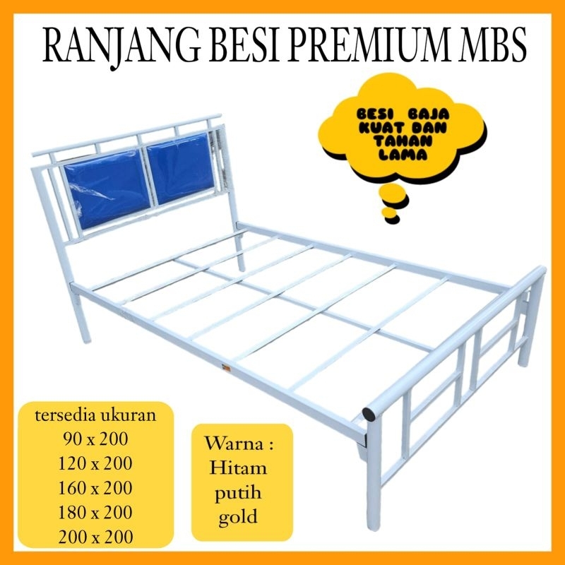Ranjang besi mbs premium tempat tidur besi dipan besi ranjang singgle ukuran 90 x 200 dan 120 x 200