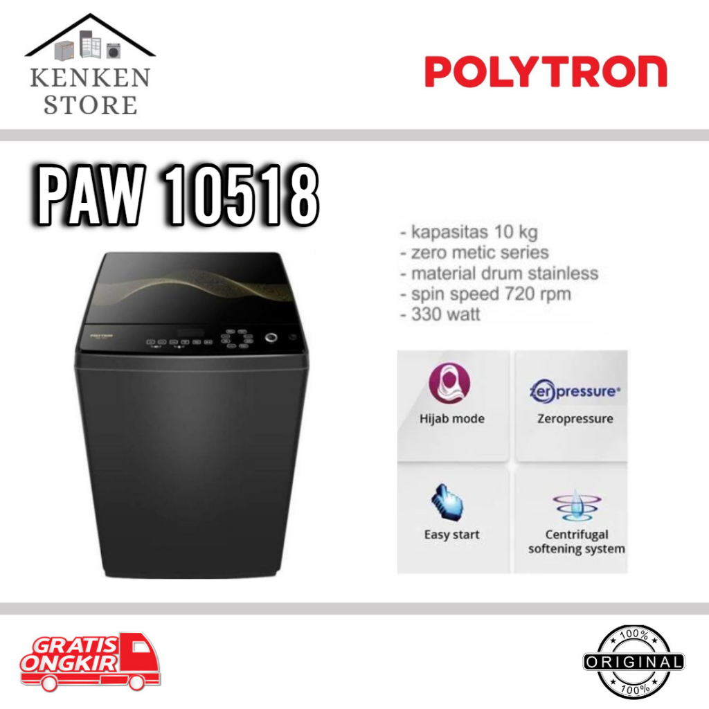 MESIN CUCI POLYTRON 1 TABUNG PAW10518 10KG
