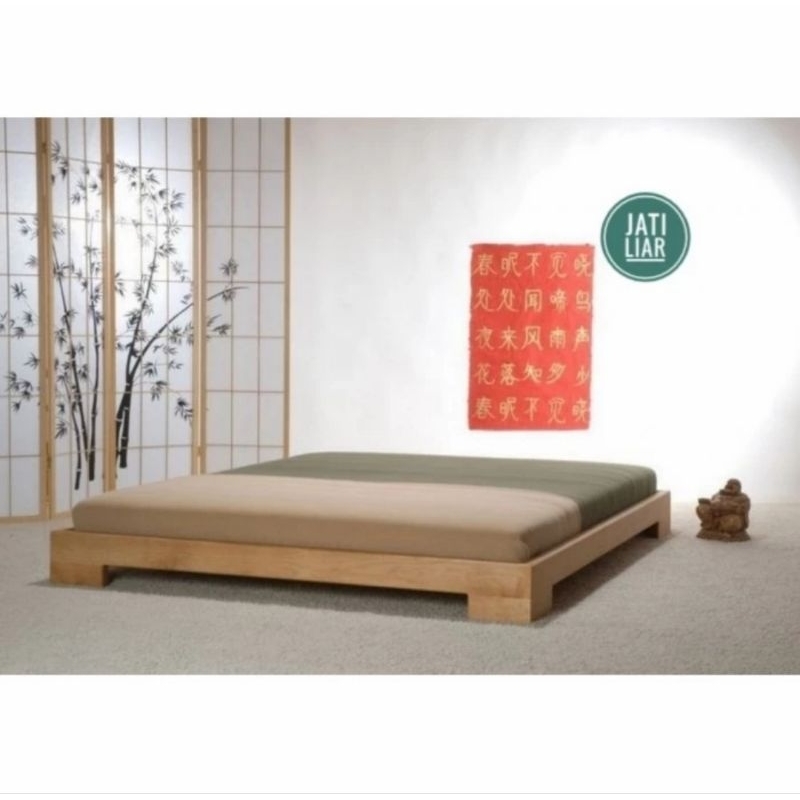 dipan kayu pendek model jepang ranjang kayu solid