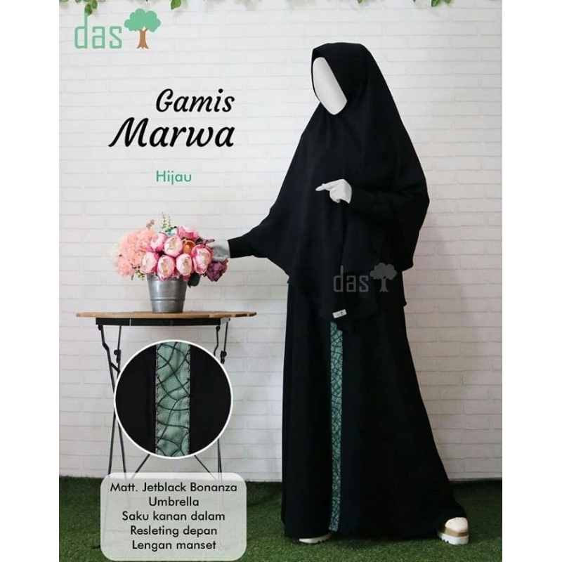 Gamis DAS hitam LD 88cm haji umroh Bahan Jetblack Syari Busui Marwa by Dasmuslim