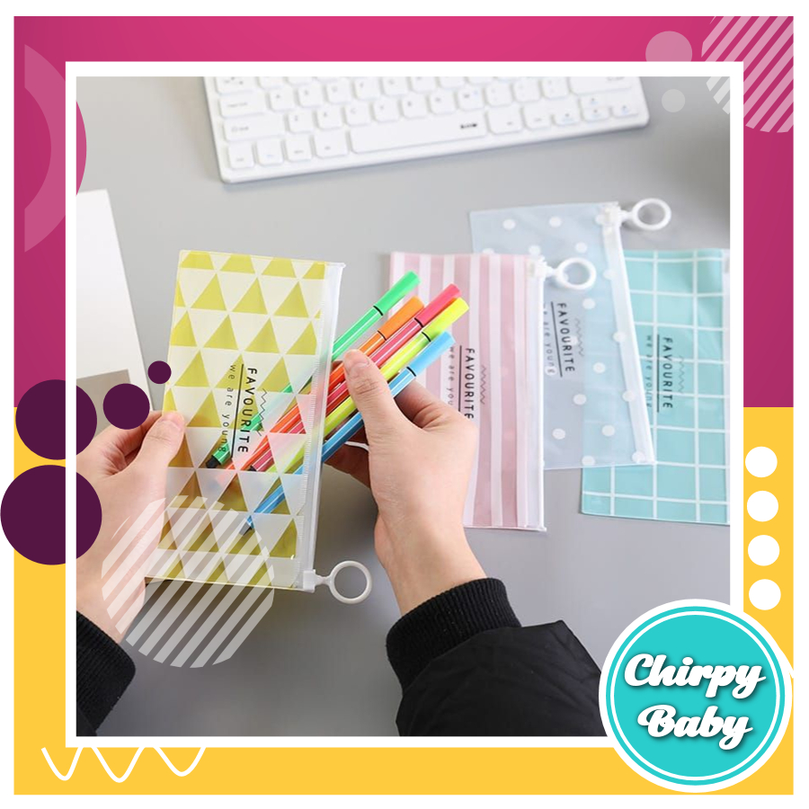 

Tempat pensil pulpen pouch Zipper transparan ziplock karakter serbaguna pouch zip