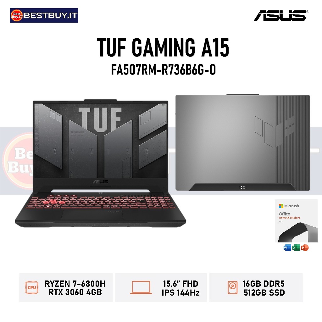 ASUS TUF GAMING A15 FA507RM RYZEN 7 6800H 16GB 512GB RTX3060 W11 OHS