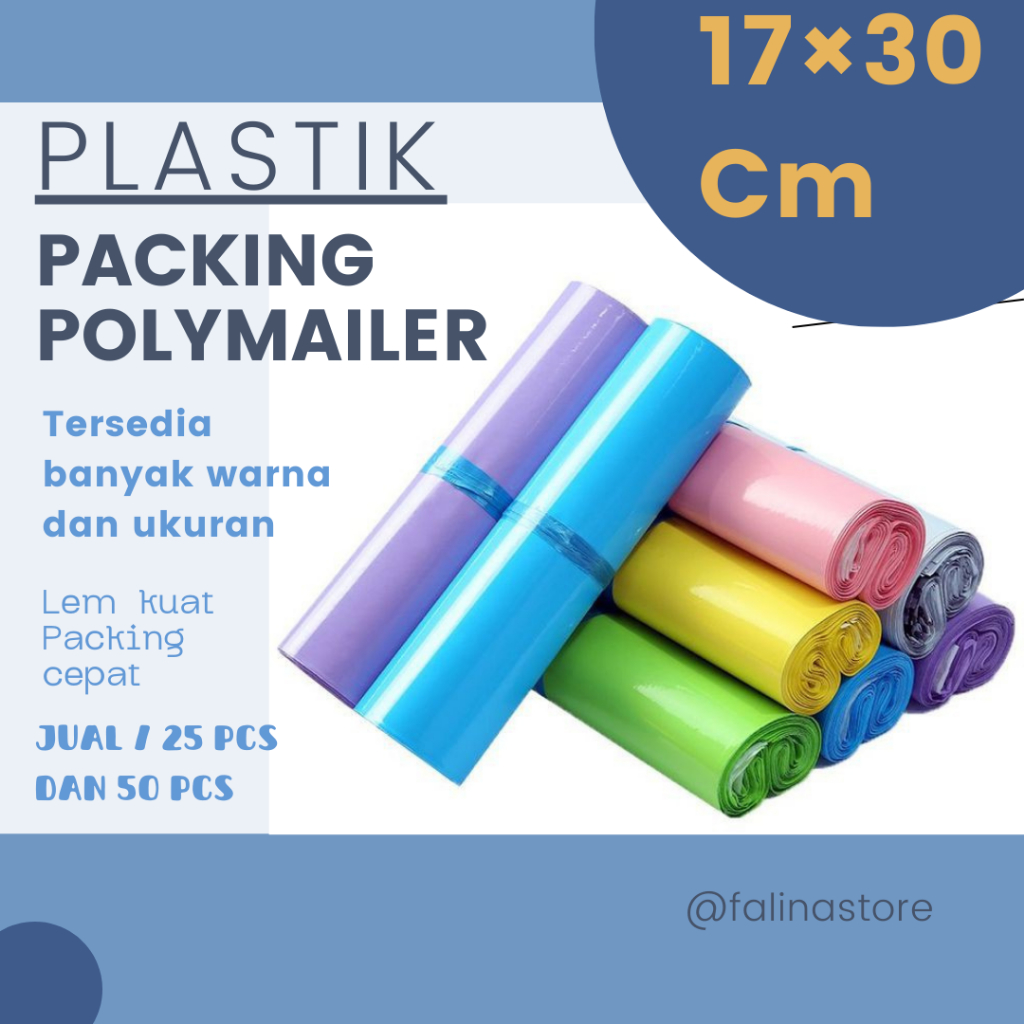 

17X30 (50 pcs) Plastik Polymailer Warna | Plastik Packing Online Shop | Plastik Packing Glossy Murah Perekat Kuat