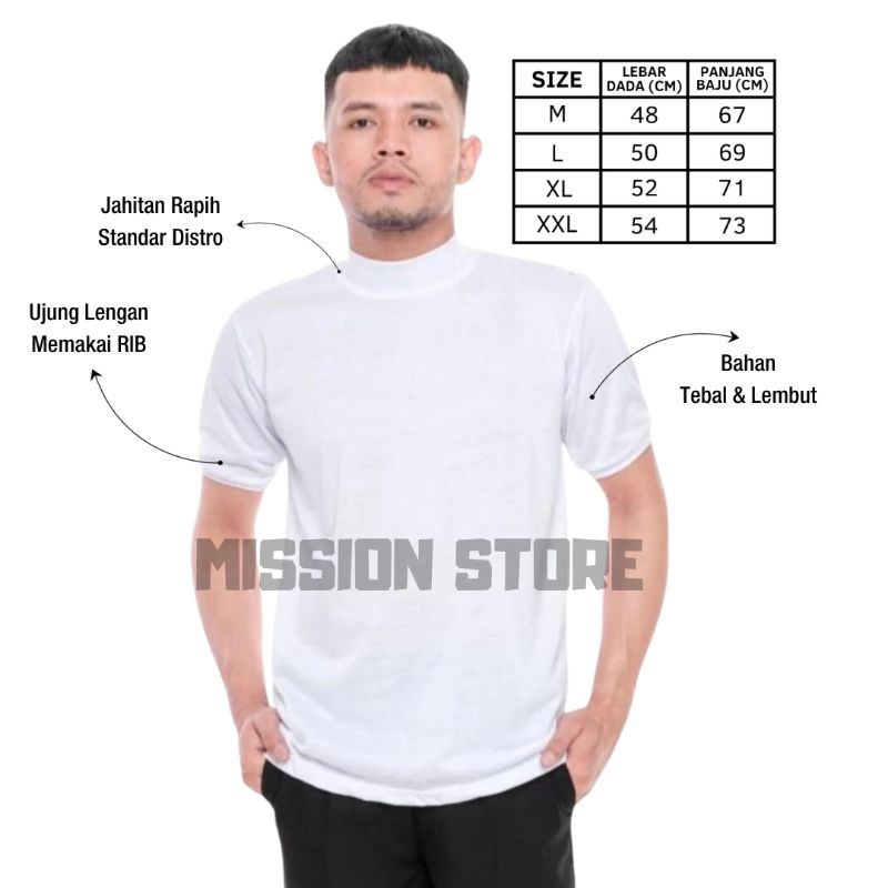 POI Kaos Polos Pria Dinas Satpam Security Polisi TNI PNS Kaos Dalaman Warna Putih Kerah Tinggi