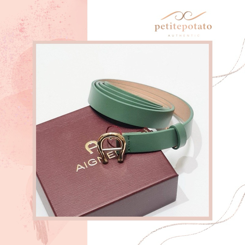 IKAT PINGGANG BRANDED WANITA AIGNER WOMAN BELT LOGO BUCKLE 2 CM