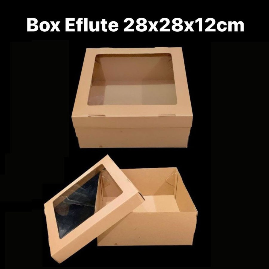 

(5 pcs) box mika pudding dus kue brownies box eflute packaging cake hampers 28x28x12 cm