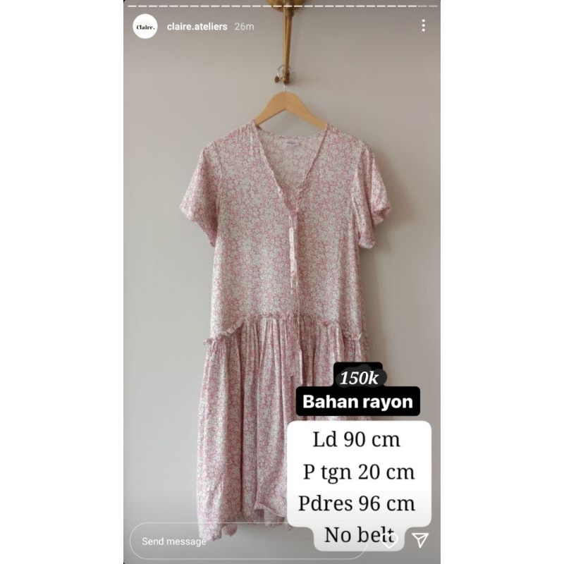 Dress Bunga Pink Claire atelier cynthia tan, new