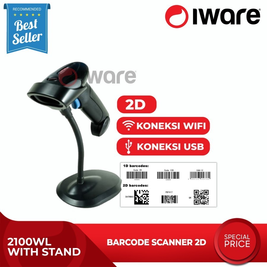 Barcode Scanner IWARE BS 2100WL Wireless / Barcode Scanner 1D 2D