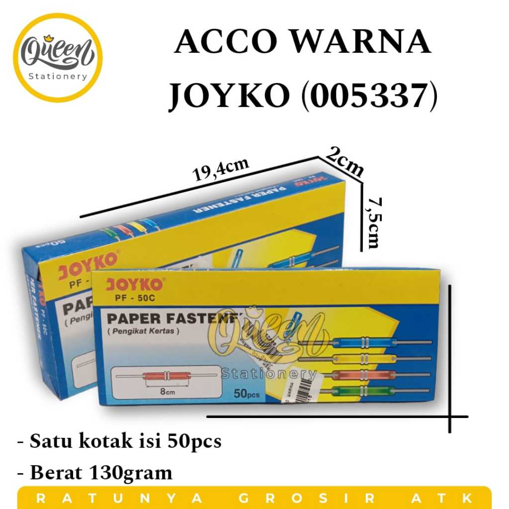 

1 PACK PAPER FASTENER / PENJEPIT KERTAS / ACCO WARNA JOYKO (005337)