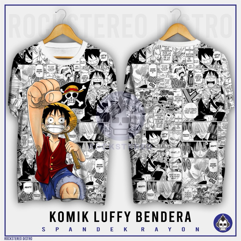 KAOS DISTRO ANIME ONE PIECE MOTIF KOMIK KATUN COMBED