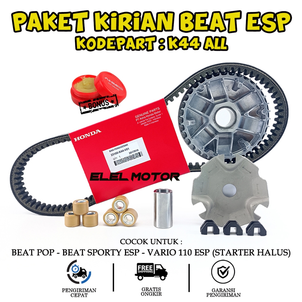 Paket Rumah Roller Roler Vanbelt V Belt Panbel Kirian Honda Beat Esp Fi, Beat Street, Beat Pop, Scoo