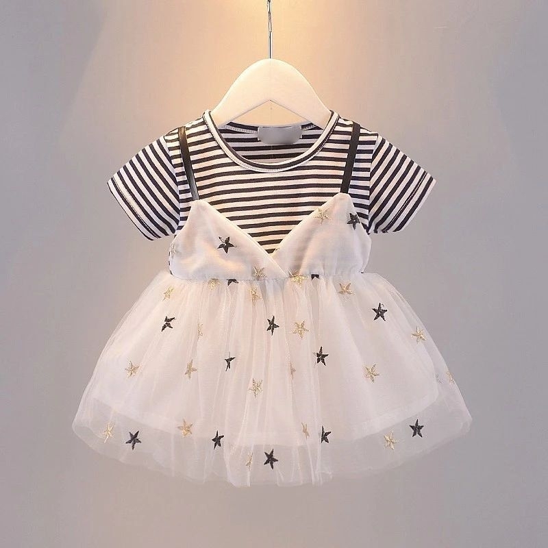 Dress gaun anak perempuan katun premium tutu tile motif