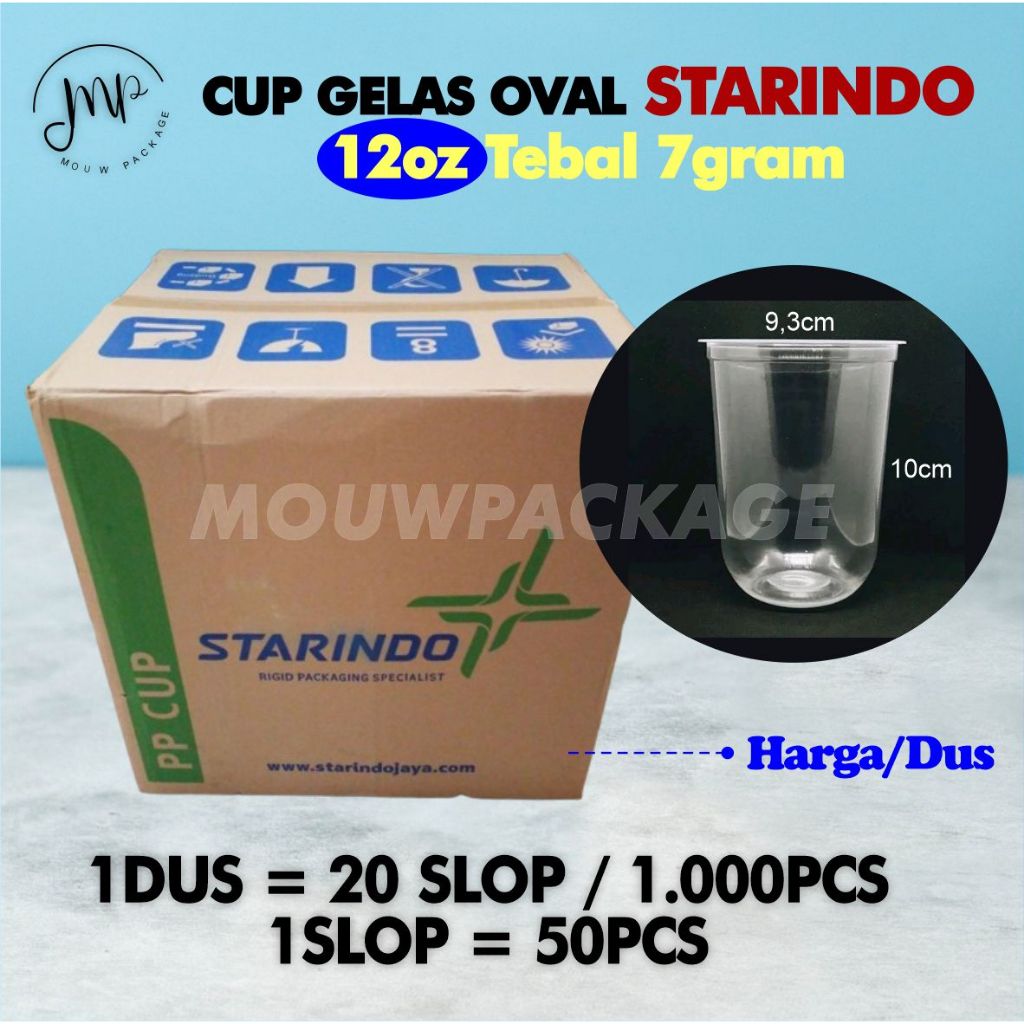 [GROSIR 1 DUS] STARINDO GELAS CUP PLASTIK 12 14 16 18 22 OZ / STARINDO OVAL KARTON