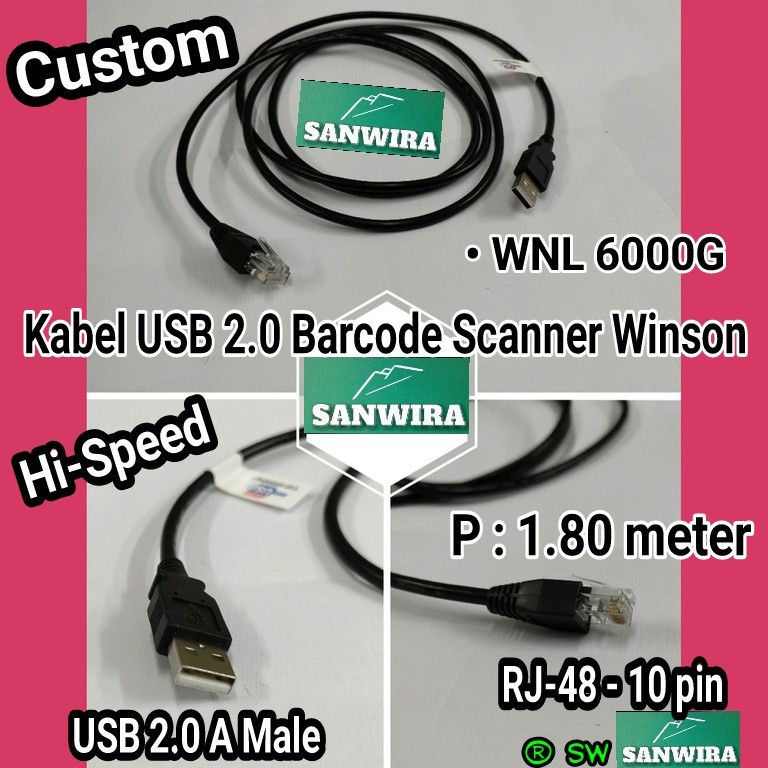 Kabel USB 2.0 Barcode Scanner Winson / Kabel Scanner Barcode / USB Cable Barcode Scanner Winson / Wi