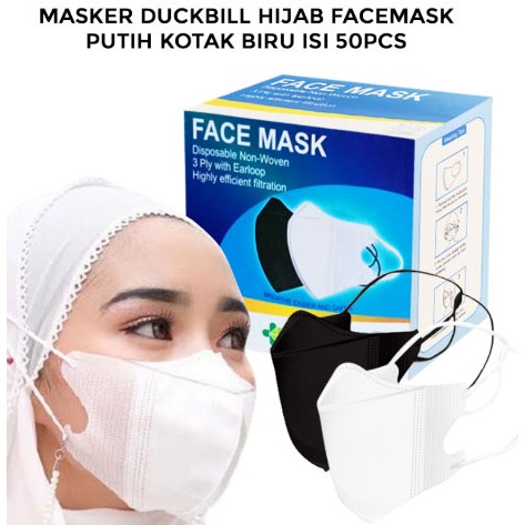 Masker Duckbill Garis Warna Hitam Putih Headloop Hijab Nude Mix Pastel Warna warni  Isi 50 pcs per b