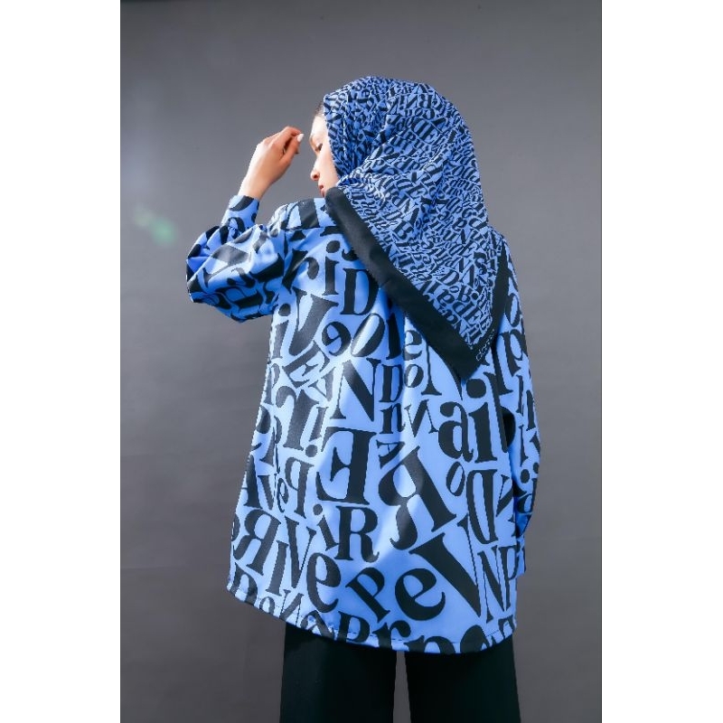 DONNA SCARVES - FONETIQUE GRANDE SCARVES BLUE