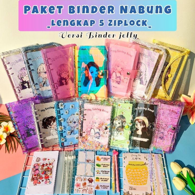 

ART N55H A6 BINDER KEUANGAN MONEY BINDER Paket binder sinking fund binder A6 binder sequin daisy hologram ziplock zipper pocket