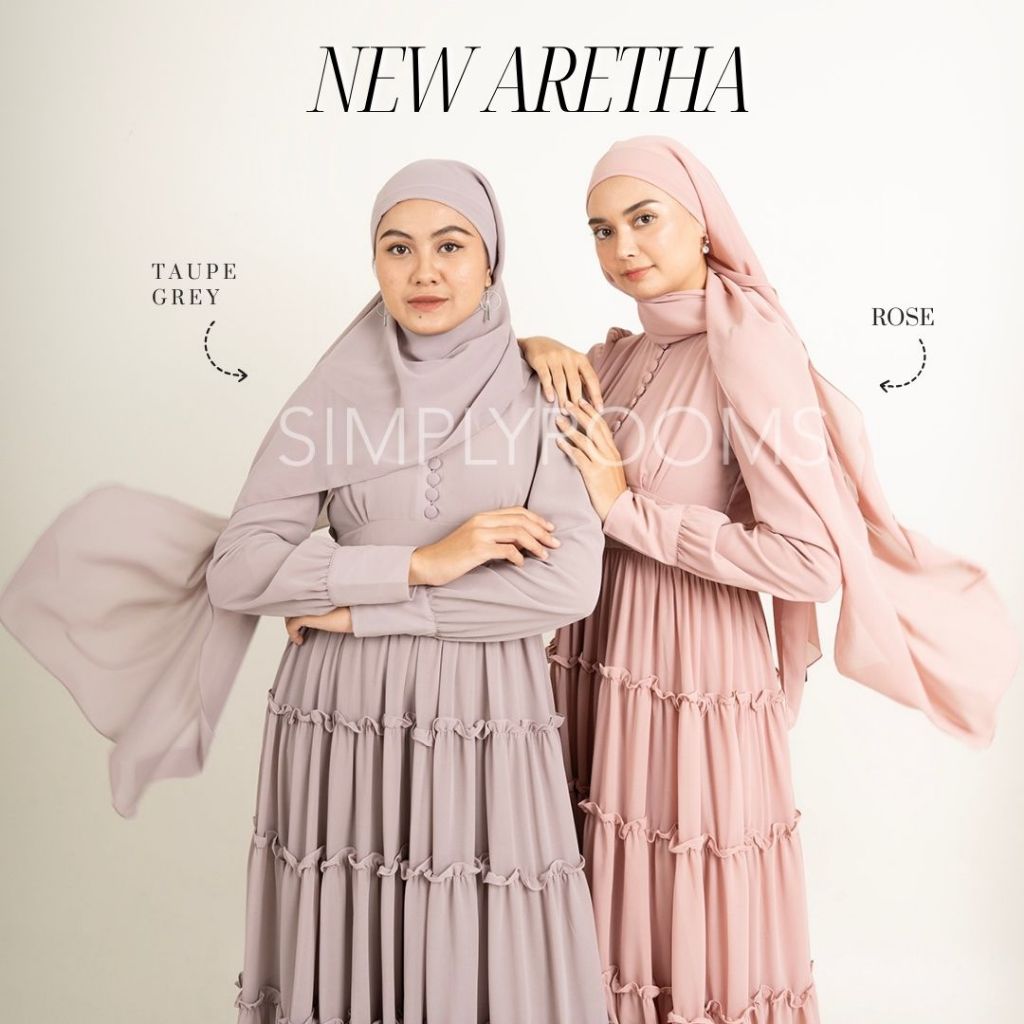 SIMPLYROOMS New Aretha Dress Ceruti Gaun Muslim Gamis Panjang Wanita