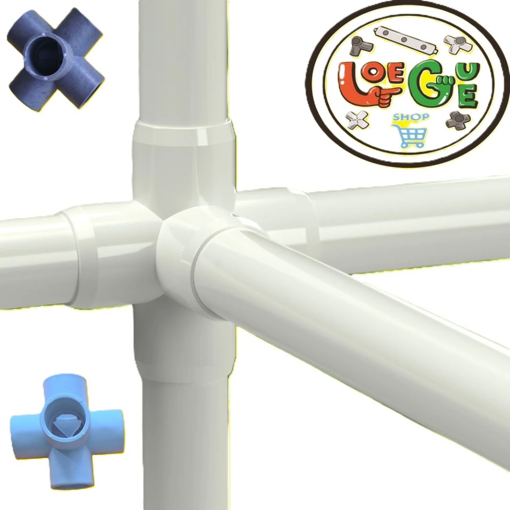 5 Way sambungan fitting konektor side tee elbow pipa pvc 5 cabang arah ukuran 1/2" , 3/4" , 5/8" & 1