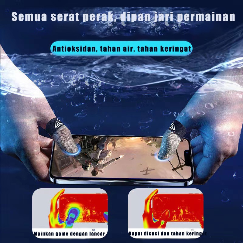 Sarung tangan jari gaming/sarung tangan gaming serat es sutra/sarung tangan jari gaming seluler lici