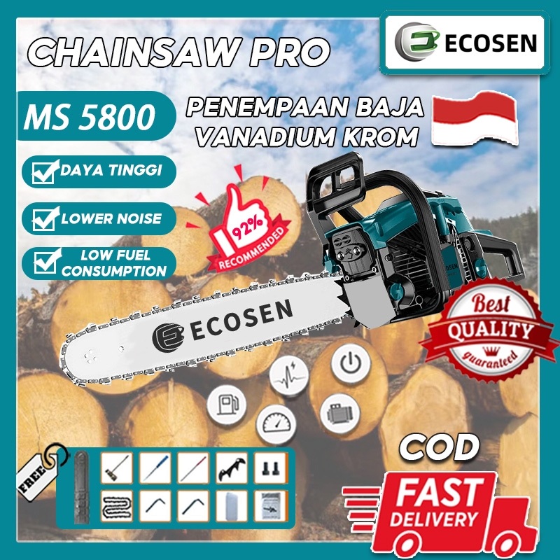 ECOSEN 22/24Inch Chain Saw Teknologi Jerman Professional Tebang Senso Alat Pemotong Kayu Alat Outdoo